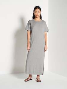 Jhl Dresses: JHL Long Box T Dress (Cotton Cashmere) Grey Marle