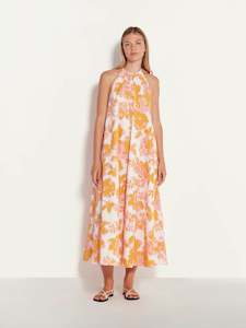 Resort: Astrid Dress (Baroque Floral Cotton) Pink Grapefruit