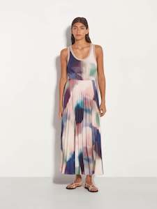 Recycled Polyester: Lillian Pleat Dress (Illuminate Crepe) Prism