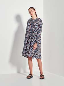 Viscose: Olympia Dress (Blooming Viscose) Royal Flower