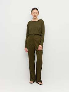 Celine Trouser (Wool Gaberdine) Hazel Green