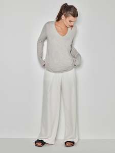 Jhl Fine Cotton Cashmere: JHL V-Neck L/S T (Fine Cotton Cashmere) Soft Grey Marle