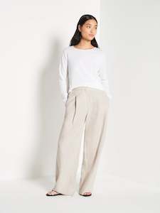 JHL Crew L/S T (Fine Cotton Cashmere) White