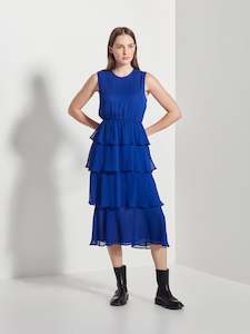 250 500: Magda Dress (Crinkle Chiffon) Sapphire