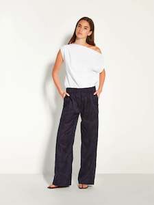 Trousers: Koa Trouser (Floral Cotton Jacquard) Navy