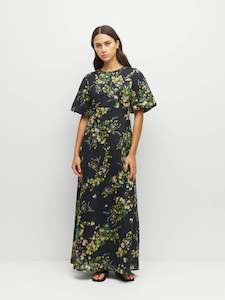 Eventwear: Luciana Dress (Dark Garland Cotton) Painted Petals