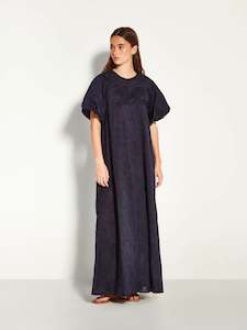 Emmy Dress (Floral Cotton Jacquard) Navy