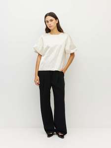 Loro Top (Sculptural Satin) Antique Pearl