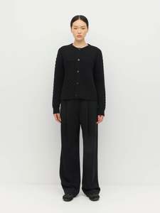 Classic Minimal: Patched Cable Cardi (Classic Wool Knit) Black