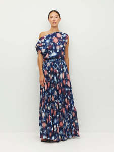 600: Evangeline Skirt (Rosette Haze Crepe) Night Fall