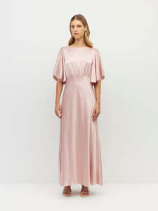 600: Dahlia Dress (Heavy Satin) Powder Pink