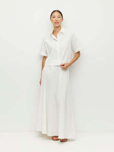 Skirts: Rhodes Skirt (Thread Line Cotton) White Linear