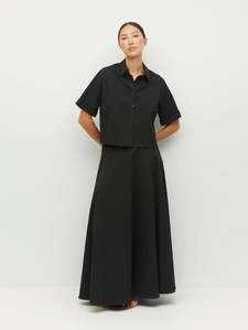 Skirts: Rhodes Skirt (Thread Line Cotton) Black Linear