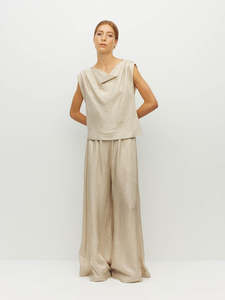 Trousers: Palazzo Pant (Soft Matte Satin) Champagne Crush