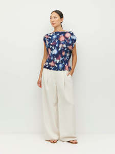 Monaco Top (Rosette Haze Crepe) Night Fall