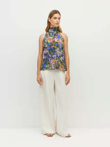 250 500: Zelda Blouse (Electric Meadow Cotton) Blue Light