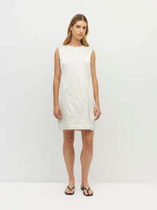 Ilia Dress (Sculptural Satin) Antique Pearl