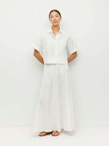Everly Shirt (Thread Line Cotton) White Linear