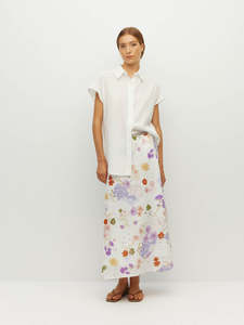 Skirts: Em Skirt (Afterglow Floral Cotton) Blanc