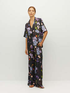 250 500: Des Shirt (Afterglow Floral Twill) Noir