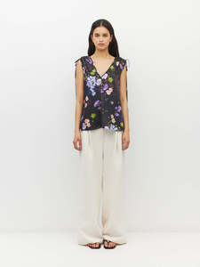 250 500: Tulia Top (Afterglow Floral Twill) Noir