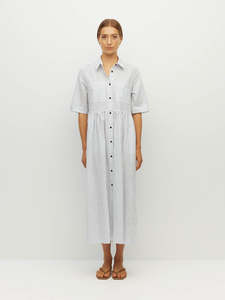 Classic Minimal: Milicent Shirtdress (Stripe Voile) Light Blue/White