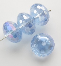 Faceted 14x10mm Abacus Crystal Glass Beads Blue
