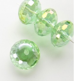 Faceted 14x10mm Abacus Crystal Glass Beads Green