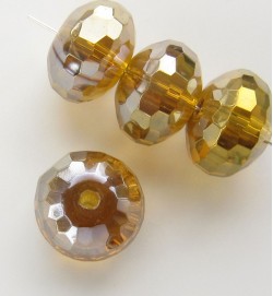 Faceted 14x10mm Abacus Crystal Glass Beads Yellow