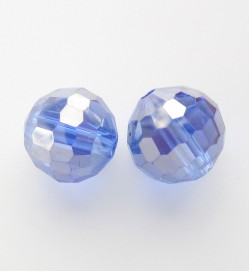Faceted 10mm Crystal Round Beads Light Blue