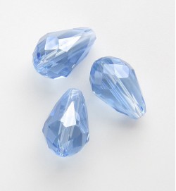 Crystal Glass 11mm Faceted Teardrops Blue