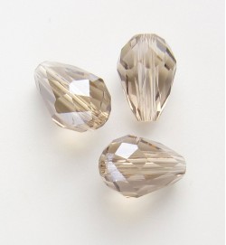 Crystal Glass 11mm Faceted Teardrops Grey