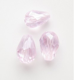 Crystal Glass 11mm Faceted Teardrops Light Pink