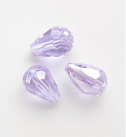 Crystal Glass 11mm Faceted Teardrops Light Purple