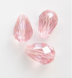 Crystal Glass 11mm Faceted Teardrops Pink