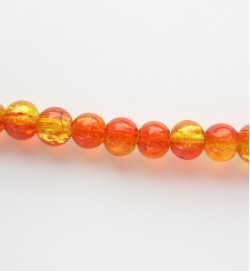 Crackle Glass Beads 4mm Red & Yellow