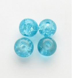 Crackle Glass Beads 6mm Aqua
