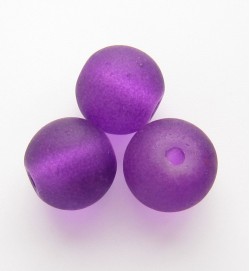 Frosted Round 8mm Glass Beads Purple