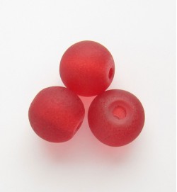 Frosted Round 8mm Glass Beads Red