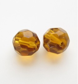 Products: Faceted Round 10mm Glass Beads Amber
