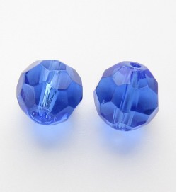 Faceted Round 10mm Glass Beads Blue