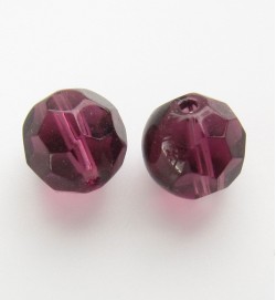 Faceted Round 10mm Glass Beads Crimson