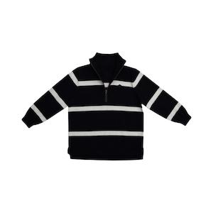 Clothing Toddler Jumpers Sweats: Jubee & Co Steve Rugby Zip Knit (Navy/Cream)