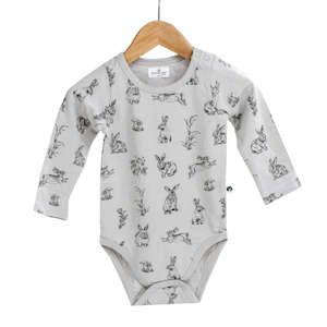 Clothing Baby Sleepwear: B&B L/S Bodysuit (Grey Burrowers)