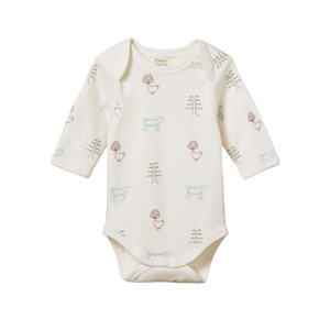Clothing Toddler Tops: Nature Baby Organic Cotton L/S Bodysuit (Nature Baby Print)