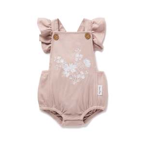 Aster Oak: A&O Mauve Floral Ruffle Playsuit (Burnished Lilac)