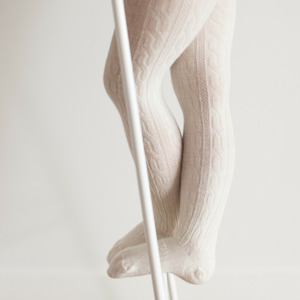 Clothing Toddler Merino: Lamington Merino Footed Cable Tights (Cream)