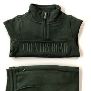 Clothing Boys Jumpers Sweats: Country Road Heritage Half Zip Sweat (Khaki Green)