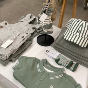 Clothing Toddler Accessories: Country Road Stripe Logo Cap (Sage)