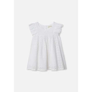 Clothing Toddler Dresses Skirts: Miann & Co Flutter Shoulder Dress (Shell Broderie)